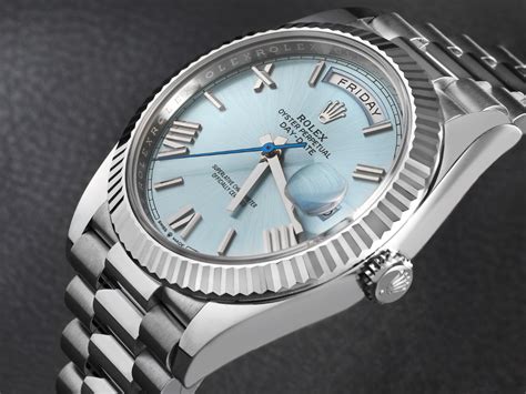 platinum rolex day date blue dial|Rolex Day-Date fluted bezel.